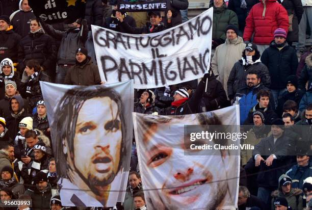 Supporters of Juventus FC during the Serie A match between Parma and Juventus at Stadio Ennio Tardini on January 6, 2010 in Parma, Italy.