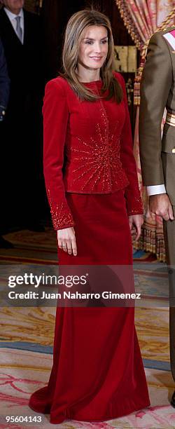 Princess Letizia of Spain attends 'Pascua Militar' at the Royal Palace on January 6, 2010 in Madrid, Spain.