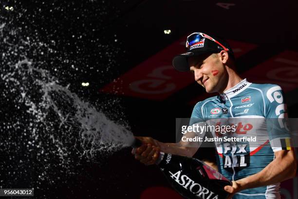 Podium / Tim Wellens of Belgium and Team Lotto Soudal / Celebration / Champagne / during the 101th Tour of Italy 2018, Stage 4 a 198km stage from...