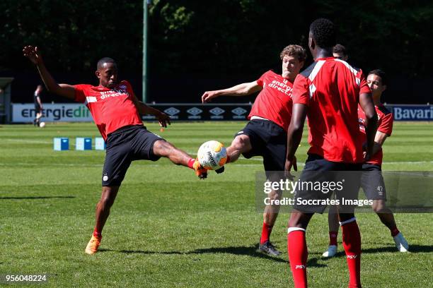 Joshua Brenet of PSV, Sam Lammers of PSV, Nicolas Isimat Mirin of PSV, Mauro Junior of PSV during the Training PSV at the De Herdgang on May 8, 2018...