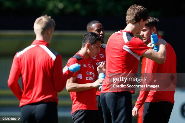 Albert Gudmundsson of PSV, Mauro Junior of PSV, Joshua Brenet of PSV, Sam Lammers of PSV, Ramon Pascal Lundqvist of PSV during the Training PSV at...