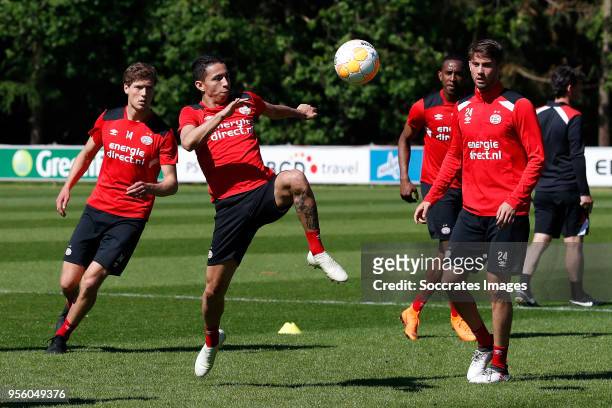 Sam Lammers of PSV, Mauro Junior of PSV, Joshua Brenet of PSV, Ramon Pascal Lundqvist of PSV during the Training PSV at the De Herdgang on May 8,...