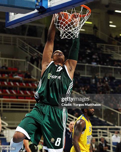 Mike Batiste, #8 of Panathinaikos Athens in action during the Euroleague Basketball Regular Season 2009-2010 Game Day 9 between Panathinaikos Athens...