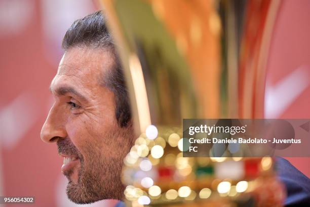 Gianluigi Buffon during the Juventus press conference for the TIM Cup final on May 8, 2018 in Rome, Italy.