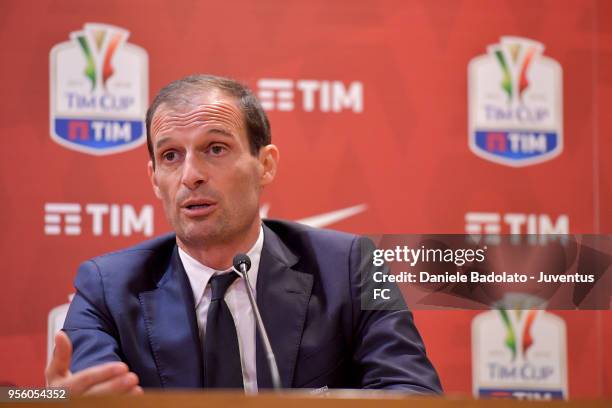 Massimiliano Allegri during the Juventus press conference for the TIM Cup final on May 8, 2018 in Rome, Italy.