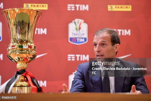 Massimiliano Allegri during the Juventus press conference for the TIM Cup final on May 8, 2018 in Rome, Italy.