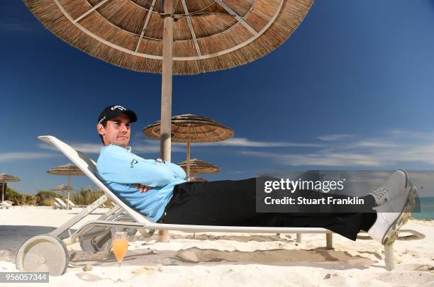 Matteo Manassero of Italy relaxes on the beach prior to the start of The Rocco Forte Open at the Verdura golf resort on May 8, 2018 in Sciacca, Italy.