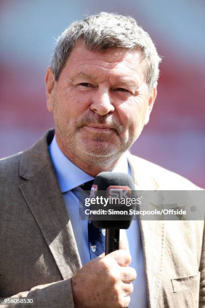 Sport Klub pitchside pundit Clive Allen looks on ahead of the Premier League match between Stoke City and Crystal Palace at the Bet365 Stadium on May...