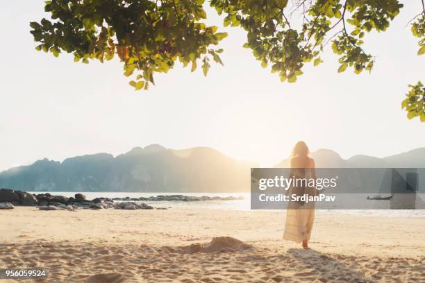 vista da praia  - vestido comprido - fotografias e filmes do acervo