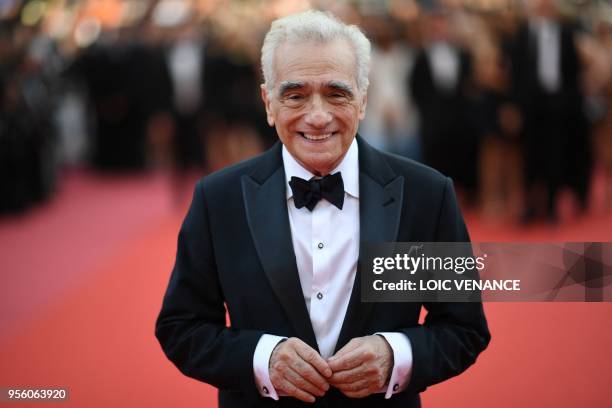 Director Martin Scorsese poses on May 8, 2018 as he arrives for the screening of the film "Todos Lo Saben " and the opening ceremony of the 71st...