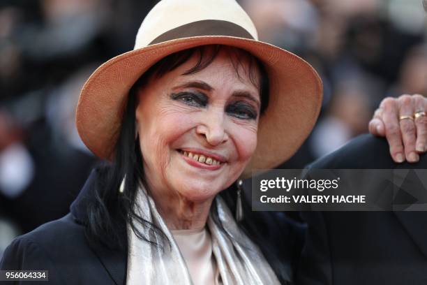 Danish-French actress Anna Karina poses as she arrives on May 8, 2018 for the screening of the film "Todos Lo Saben " and the opening ceremony of the...