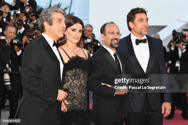 Actor Ricardo Darin, actress Penelope Cruz, wearing jewels by Atelier Swarovski Fine Jewelry, director Asghar Farhadi and actor Javier Bardemattends...
