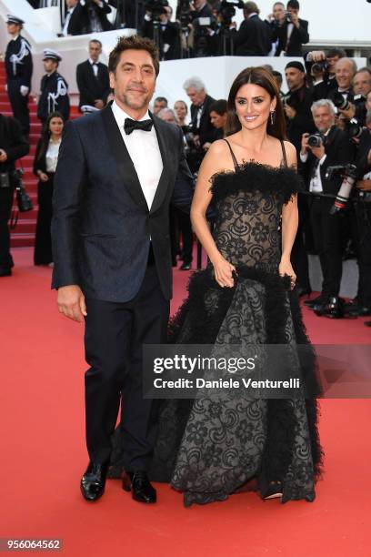 Actress Penelope Cruz, wearing jewels by Atelier Swarovski Fine Jewelry and actor Javier Bardem attend the screening of "Everybody Knows " and the...