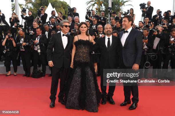 Actor Ricardo Darin, actress Penelope Cruz, wearing jewels by Atelier Swarovski Fine Jewelry, director Asghar Farhadi and actor Javier Bardemattends...