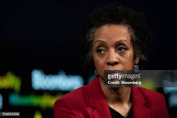 Nina Shaw, founding member of TIME'S UP and founding partner of Del Shaw Moonves Tanaka Finkelstein & Lezcano, listens during the Bloomberg Business...