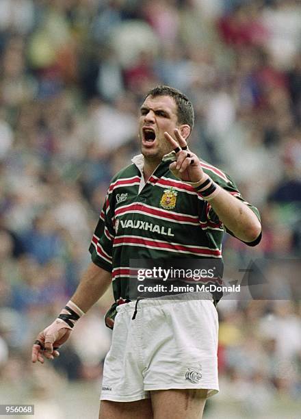 Leicester Captain Martin Johnson in action during the Heineken Cup Final between Stade Francais and Leicester played at the Parc De Princes in Paris,...