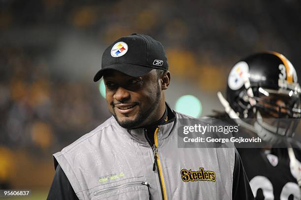 Head coach Mike Tomlin of the Pittsburgh Steelers looks on from the sideline during a game against the Green Bay Packers at Heinz Field on December...