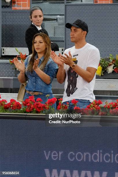 Andrea Salas and Keylor Navas during day four of the Mutua Madrid Open tennis tournament at the Caja Magica on May 8, 2018 in Madrid, Spain.