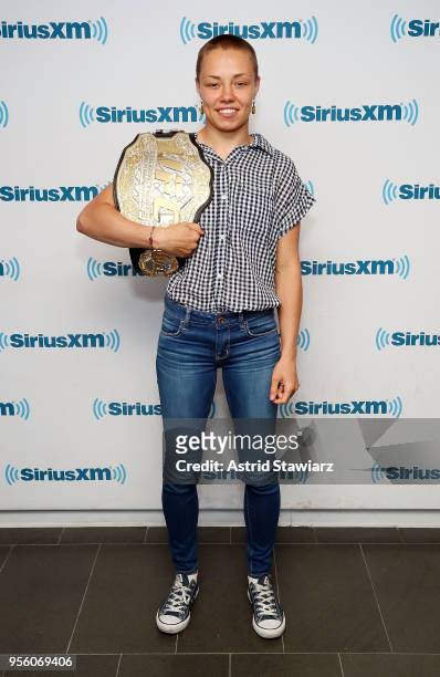 Strawweight champion Rose Namajunas visits the SiriusXM studios on May 8, 2018 in New York City.