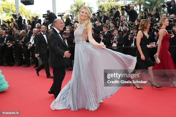 Romee Strijd and Fawaz Gruosi attend the screening of "Everybody Knows " and the opening gala during the 71st annual Cannes Film Festival at Palais...