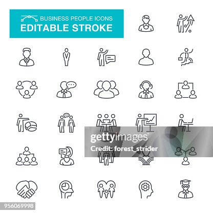 People and Business Editable Stroke Icons People and Business Editable Stroke Icons