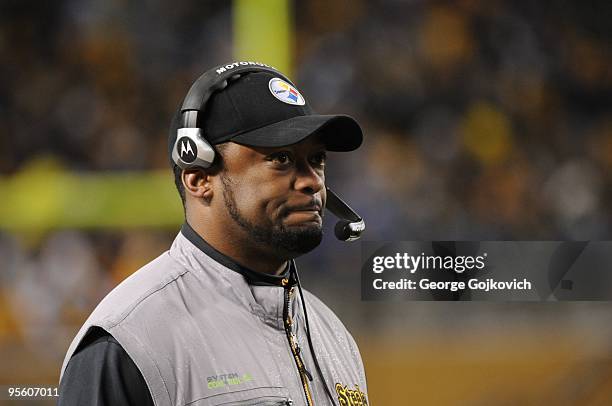 Head coach Mike Tomlin of the Pittsburgh Steelers looks on from the sideline during a game against the Green Bay Packers at Heinz Field on December...