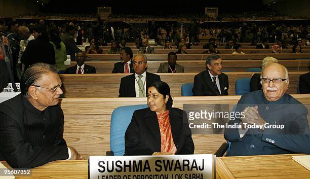 Shivraj Patil, Sushma Swaraj and L.K. Advani at the 20th conference of speakers and presiding officers of the Commonwealth at New Delhi on Tuesday,...