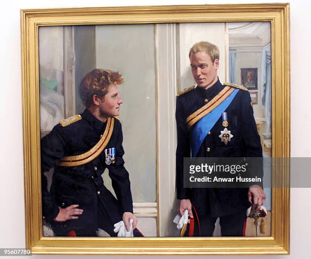 Double portrait painting of Prince William and Prince Harry is unveiled at the National Portrait Gallery on January 6, 2010 in London, England. This...