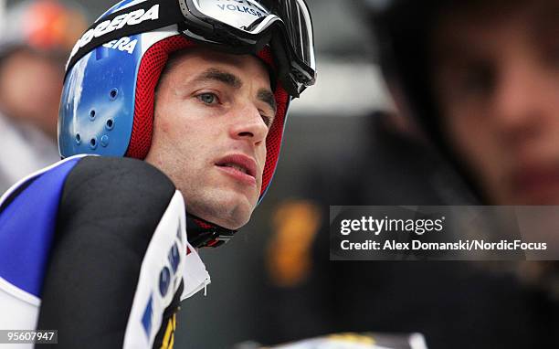 Wolfgang Loitzl of Austria looks on during the FIS Ski Jumping World Cup event at the 58th Four Hills Ski Jumping Tournament on January 06, 2010 in...