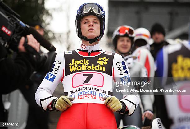Thomas Morgenstern of Austria looks on during the FIS Ski Jumping World Cup event at the 58th Four Hills Ski Jumping Tournament on January 06, 2010...