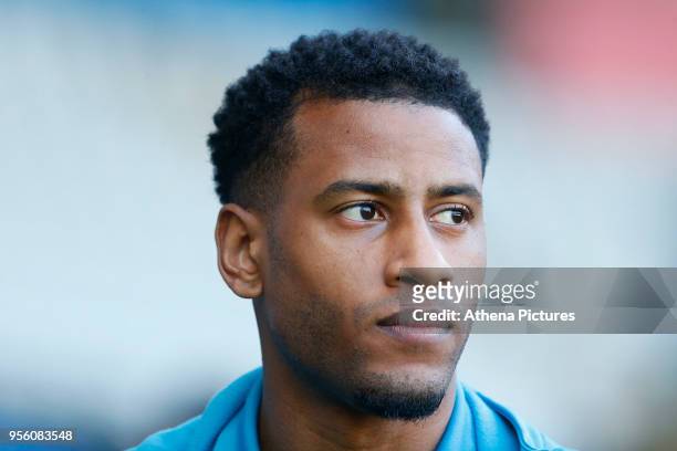 Luciano Narsingh of Swansea City arrives at Liberty Stadium prior to kick off of the Premier League match between Swansea City and Southampton at...