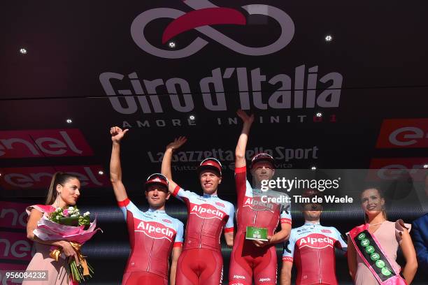 Podium / Maxim Belkov of Rusia / Maurits Lammertink of The Netherlands / Mads Wurtz Schmidt of Denmark / Baptiste Planckaert of Belgium and Team...