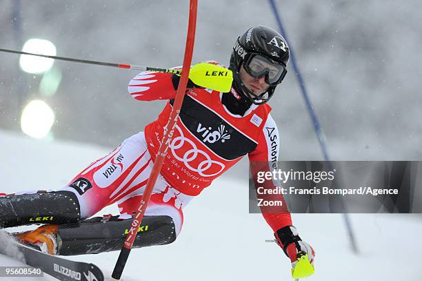 JReinfried Herbst of Austria takes 5th place during the Audi FIS Alpine Ski World Cup Men's Slalom on January 6, 2010 in Zagreb, Croatia.