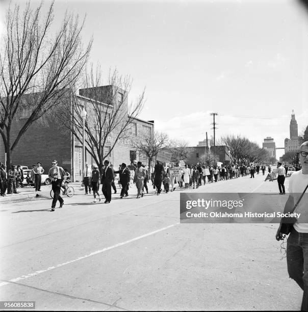 Photograph of a NAACP 'Freedom Now' Civil Rights march, Oklahoma City, Oklahoma, April 3, 1965.