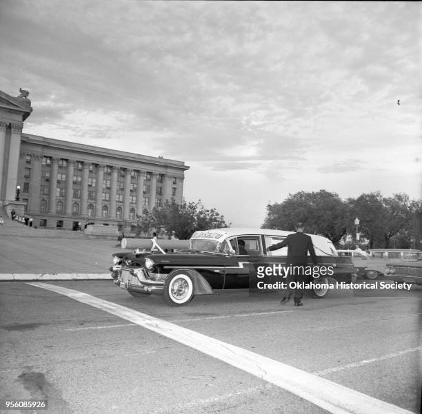 Photograph of Jethro Curry at a 'Jim Crow funeral' during an African American Civil Rights protest held at the Oklahoma State Capitol, Oklahoma City,...