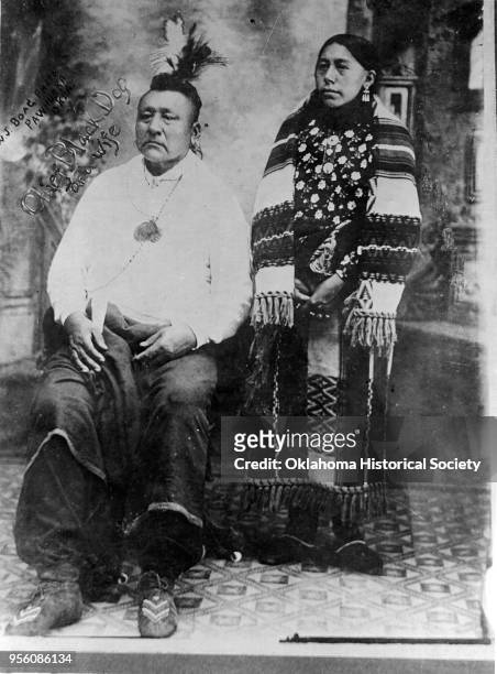 Photograph of Osage Chief Black Dog with his wife Louisa Black Dog Two Man, Oklahoma, early twentieth century.