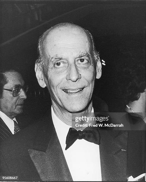 Close-up of Austrian-born British American opera producer Sir Rudolf Bing as he attends an unspecified event, September 25, 1976. Bing had been...