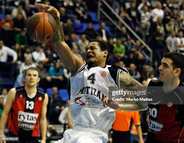 Lawrence Roberts, #4 of Partizan in action during the Euroleague Basketball Regular Season 2009-2010 Game Day 9 between Partizan Belgrade vs Lietuvos...