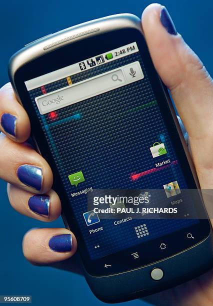 The Google Nexus One smartphone is shown on January 6, 2010 in Washington, DC. Google unveiled its new Nexus One smartphone January 5, 2010 in a...