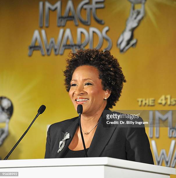 Actress/comedian Wanda Sykes speaks at the 41st NAACP Image Awards Nomination Announcement And Press Conference at SLS Hotel on January 6, 2010 in...