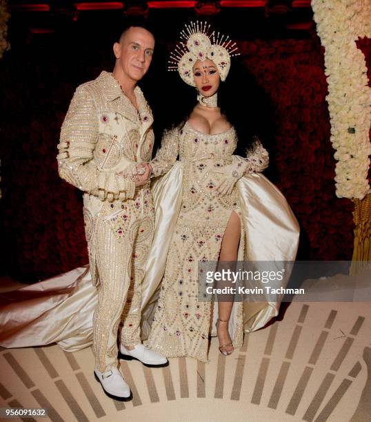 Designer Jeremy Scott and recording artist Cardi B attend Heavenly Bodies: Fashion & The Catholic Imagination Costume Institute Gala at The...