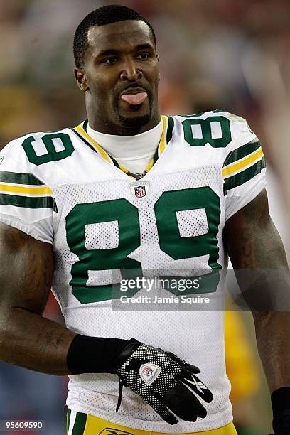 Wide receiver James Jones of the Green Bay Packers looks on from the sideline against the Arizona Cardinals at University of Phoenix Stadium on...