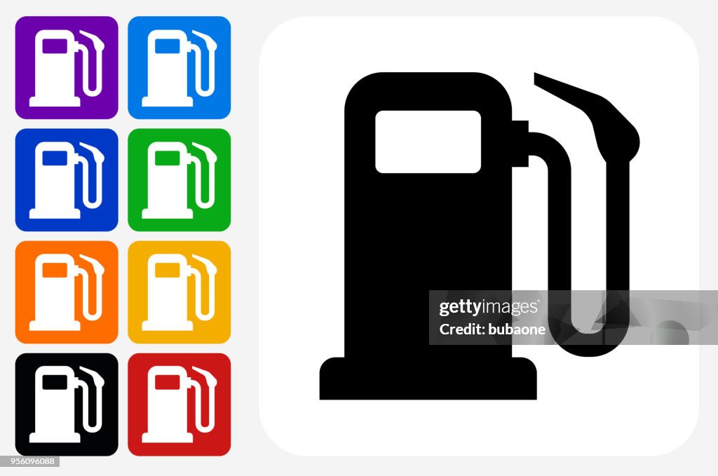 Gas Pumpe Symbol Square Buttonset