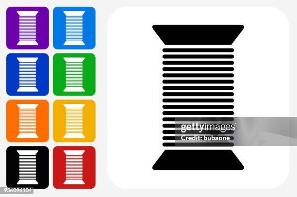 yarn icon square button set - yarn stock illustrations