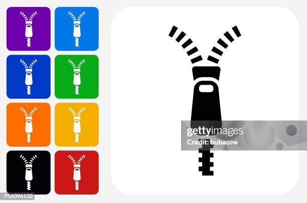 zipper icon square button set - zipper stock illustrations