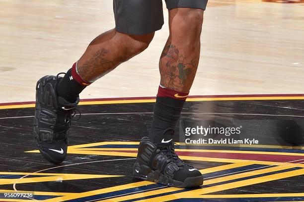 Sneakers of JR Smith of the Cleveland Cavaliers during the game against the Toronto Raptors in Game Four of the Eastern Conference Semifinals during...