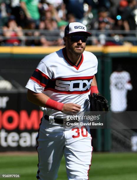 Nicky Delmonico of the Chicago White Sox plays against the Minnesota Twins during the eighth inning on May 6, 2018 at Guaranteed Rate Field in...