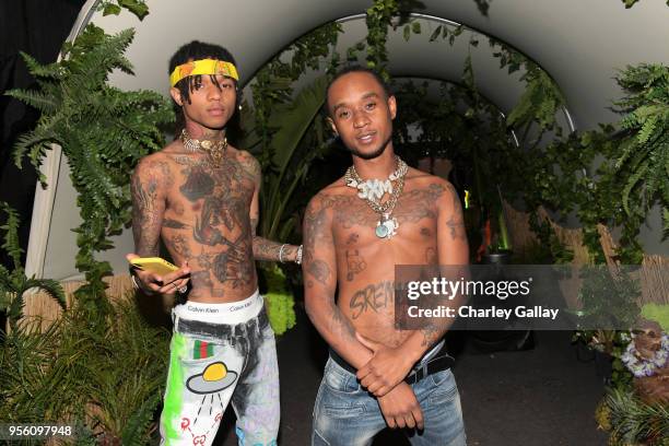 Swae Lee and Slim Jxmmi of Rae Sremmurd attend Spotify Hosts Sr3mmPocalypse Party with Performances by Rae Sremmurd on May 7, 2018 in Los Angeles,...