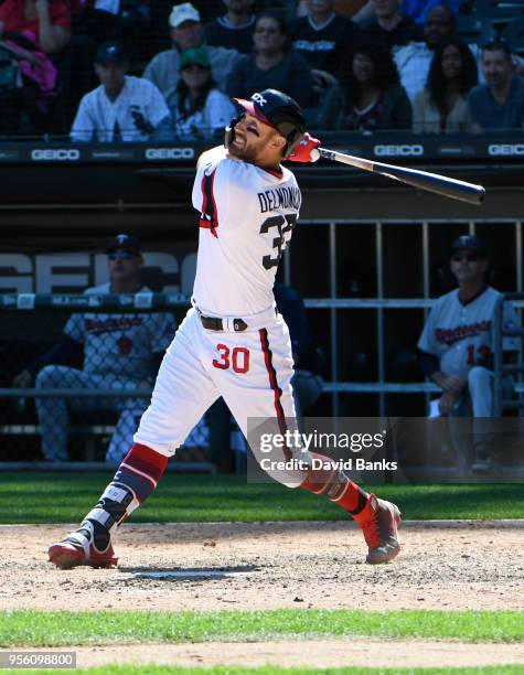 Nicky Delmonico of the Chicago White Sox bats against the Minnesota Twins during the eighth inning on May 6, 2018 at Guaranteed Rate Field in...