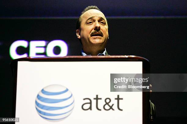 Ralph de la Vega, chief executive officer of AT&T Inc.'s wireless unit, speaks during the 2010 International Consumer Electronics Show in Las Vegas,...